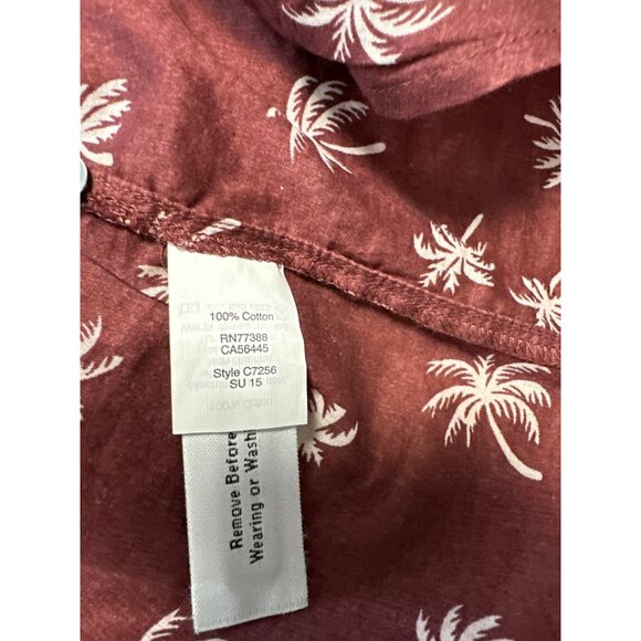 Madewell Burgundy Palm Print Button-Up Shirt Womens Lightweight & Breezy Size L - Picture 8 of 10